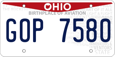 OH license plate GOP7580