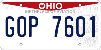 OH license plate GOP7601