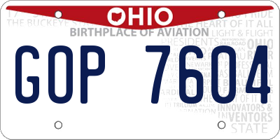 OH license plate GOP7604