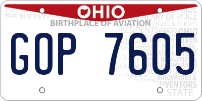OH license plate GOP7605