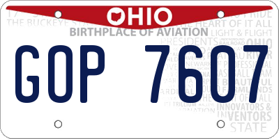 OH license plate GOP7607