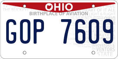 OH license plate GOP7609