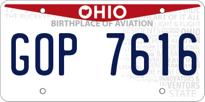 OH license plate GOP7616