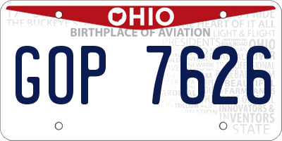 OH license plate GOP7626