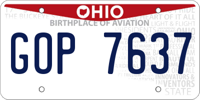 OH license plate GOP7637