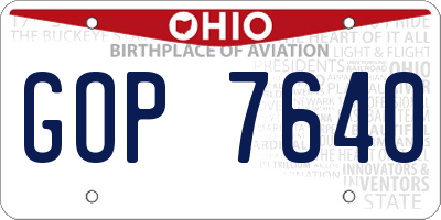 OH license plate GOP7640