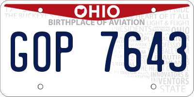 OH license plate GOP7643