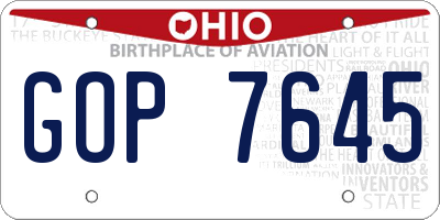 OH license plate GOP7645