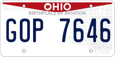 OH license plate GOP7646
