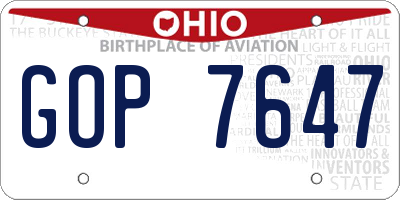 OH license plate GOP7647