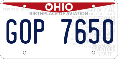 OH license plate GOP7650
