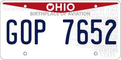 OH license plate GOP7652