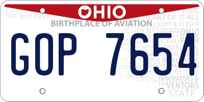 OH license plate GOP7654