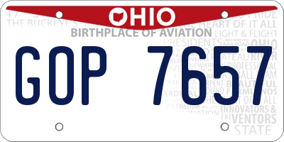 OH license plate GOP7657