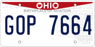 OH license plate GOP7664