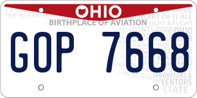 OH license plate GOP7668