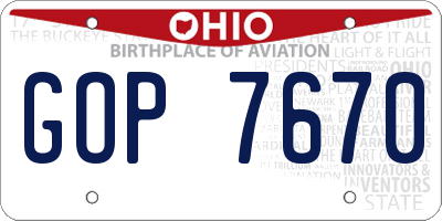 OH license plate GOP7670