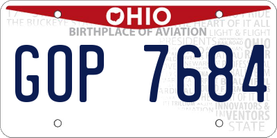 OH license plate GOP7684