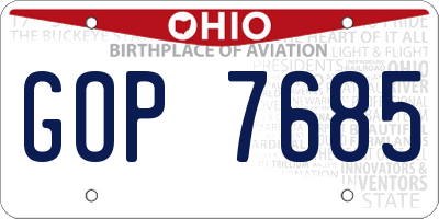 OH license plate GOP7685