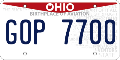 OH license plate GOP7700