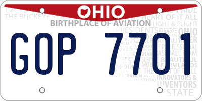 OH license plate GOP7701
