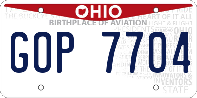 OH license plate GOP7704
