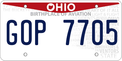 OH license plate GOP7705