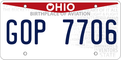 OH license plate GOP7706