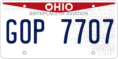 OH license plate GOP7707