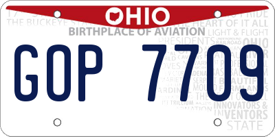 OH license plate GOP7709