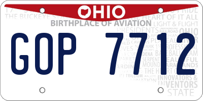 OH license plate GOP7712