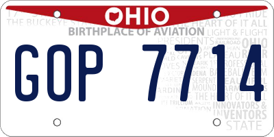 OH license plate GOP7714