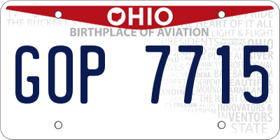 OH license plate GOP7715