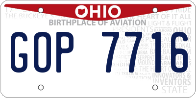 OH license plate GOP7716