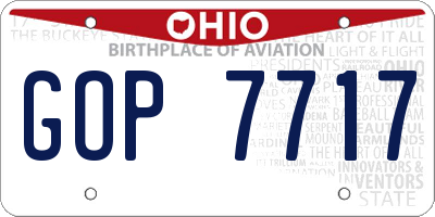 OH license plate GOP7717