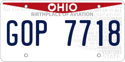 OH license plate GOP7718