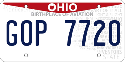 OH license plate GOP7720