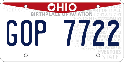OH license plate GOP7722