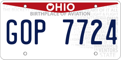 OH license plate GOP7724