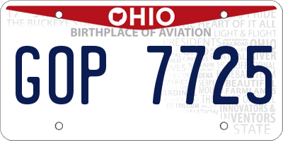 OH license plate GOP7725