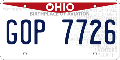 OH license plate GOP7726
