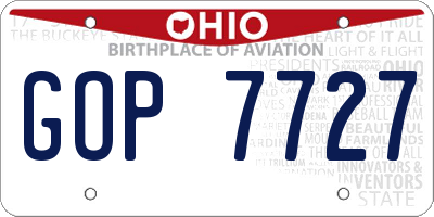 OH license plate GOP7727