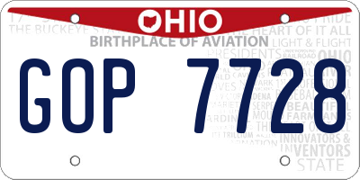 OH license plate GOP7728