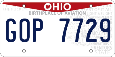 OH license plate GOP7729