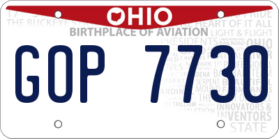 OH license plate GOP7730