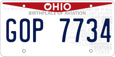OH license plate GOP7734