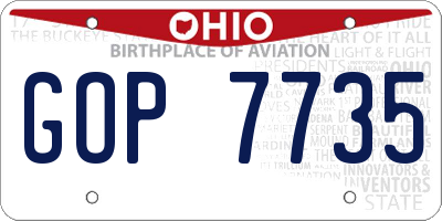 OH license plate GOP7735
