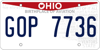 OH license plate GOP7736