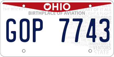 OH license plate GOP7743