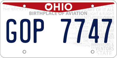 OH license plate GOP7747